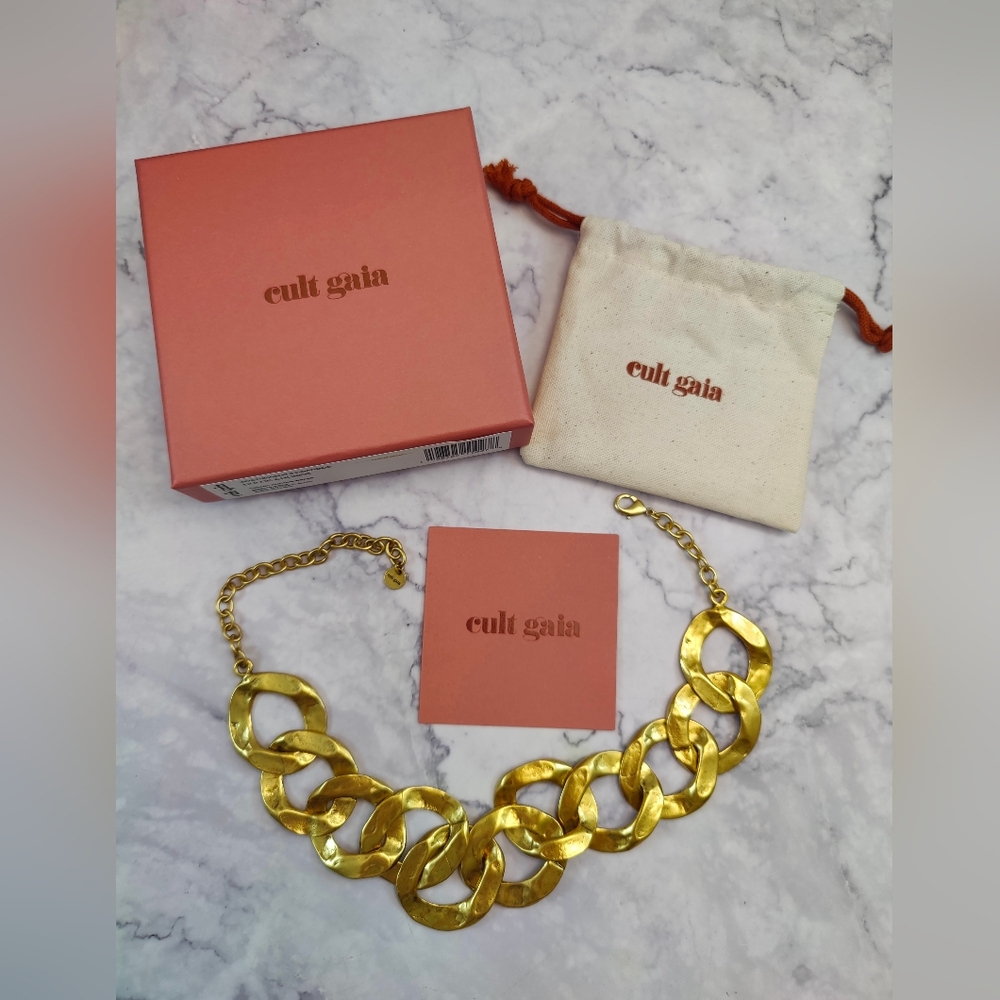 Cult Gaia Dulce Choker Chain Link Hammered Metal Necklace